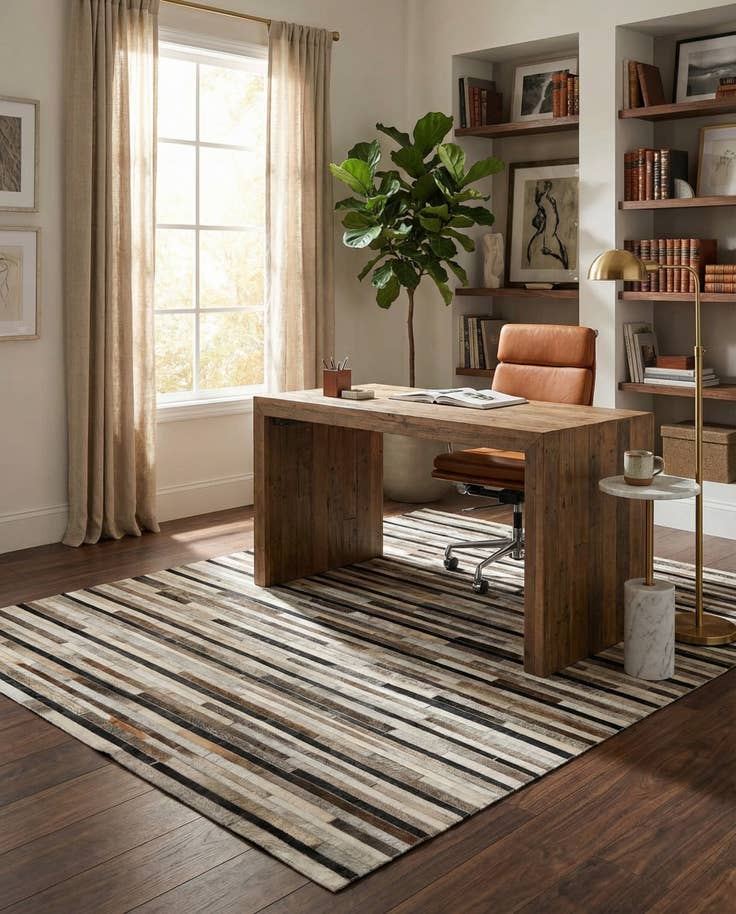 Detail image of 5' 1 x 8' Cowhide - Patchwork Rug