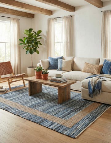 8' x 11' Hand Woven Chindi Jute Rug