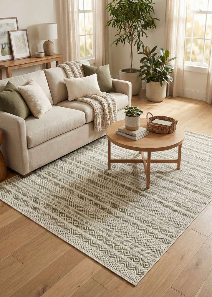 4' x 6' Easy-Clean Striped Indoor / Outdoor Rug