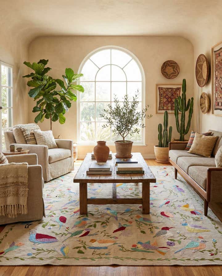 6' 9 x 9' Hand Woven Kilim Suzani Wool Rug