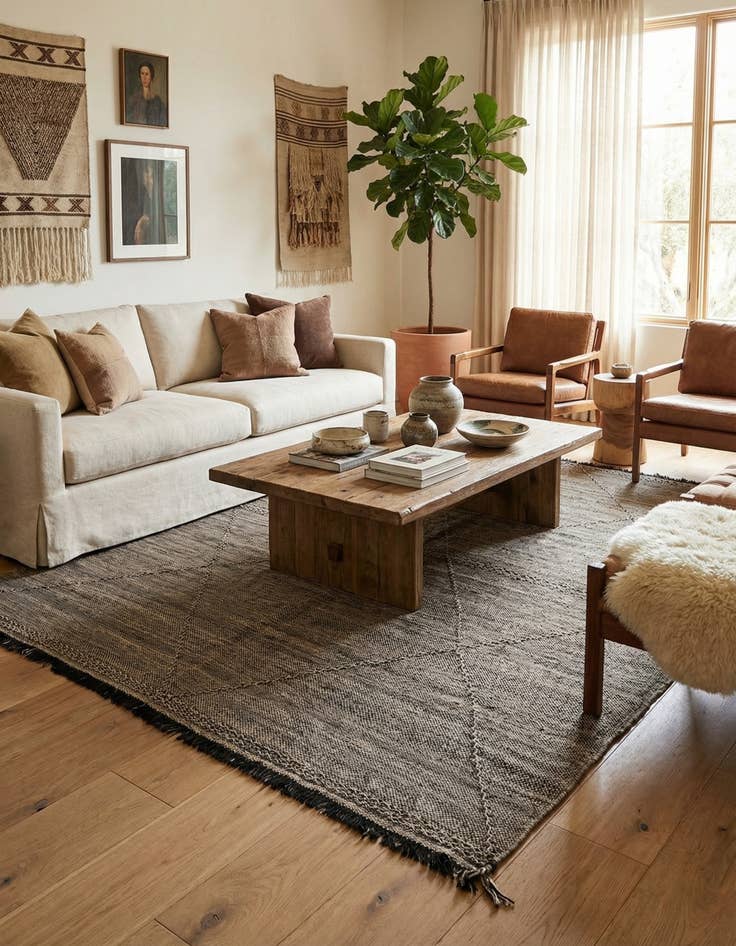 Detail image of 7' 2 x 9' 6  Hand Knotted Moroccan Wool Rug