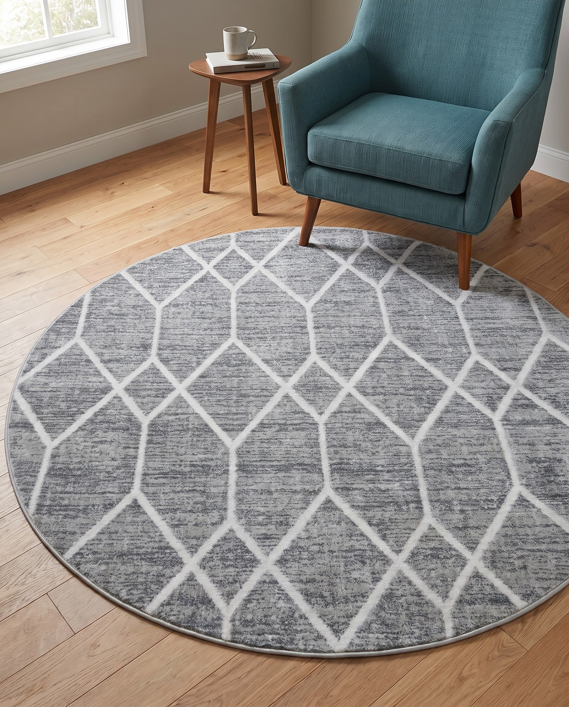 5' x 5' Lattice Trellis Round Rug