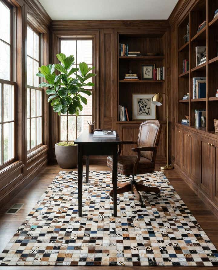 5' 1 x 8' Cowhide Leather Rug