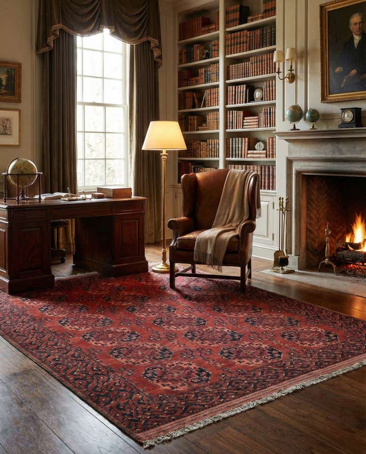 6' 7 x 9' 10 Hand Knotted Afghan Akhche Wool Rug