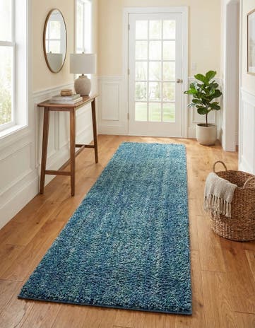 Blueberry Blue Jill Zarin Shaggy Chic Runner Rug
