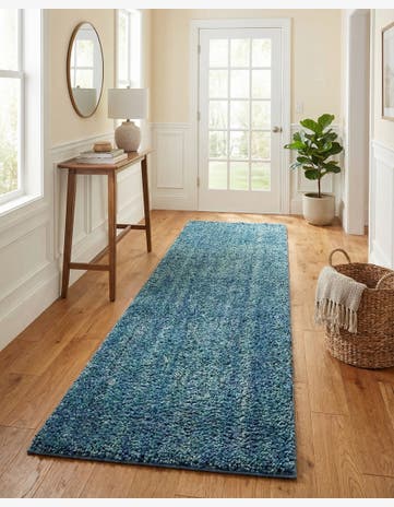 Blueberry Blue Jill Zarin Shaggy Chic Runner Rug