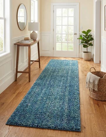 Blueberry Blue Jill Zarin Shaggy Chic Runner Rug