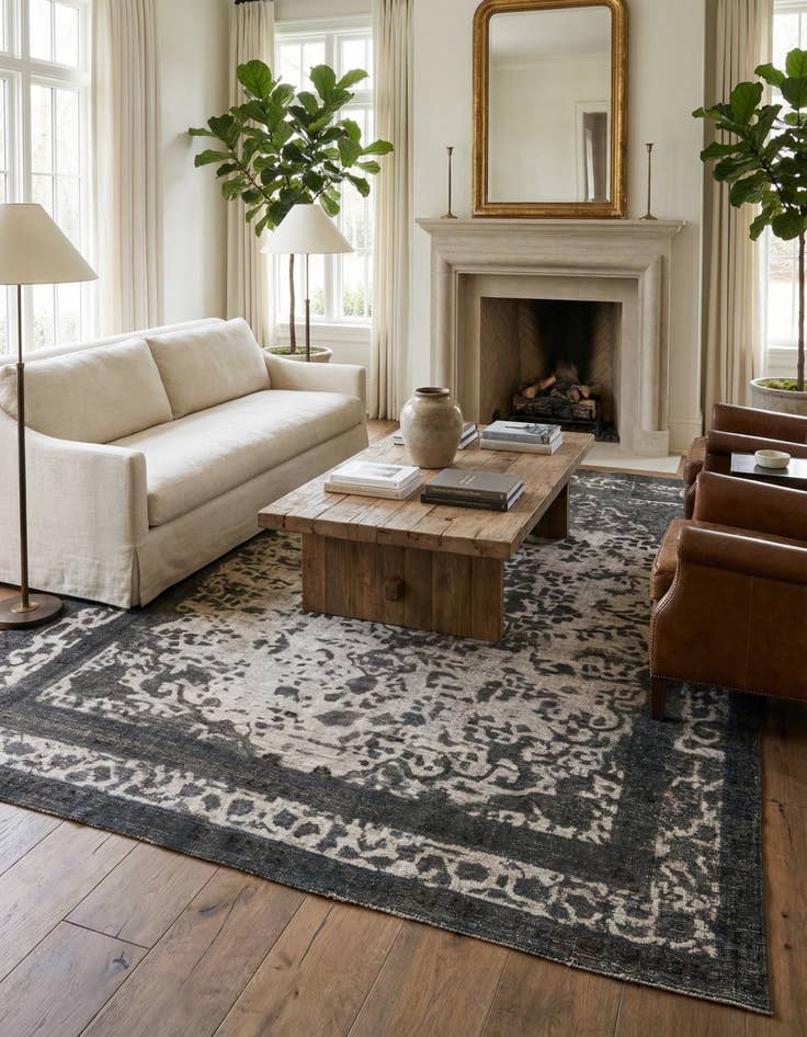 Detail image of 9' 3 x 12'  Hand Knotted Ultra Vintage Persian Wool Rug