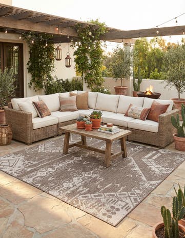 13' x 13' Easy-Clean Bohemian Indoor / Outdoor Square Rug