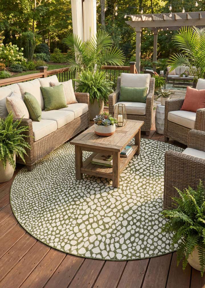 10' 8 x 10' 8 Easy-Clean Jill Zarin Cape Town Indoor / Outdoor Round Rug