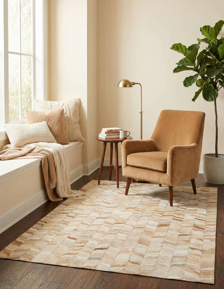 Detail image of 4' x 5' 11 Cowhide Stocks Rug