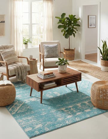 Light Blue Lennon Square Rug
