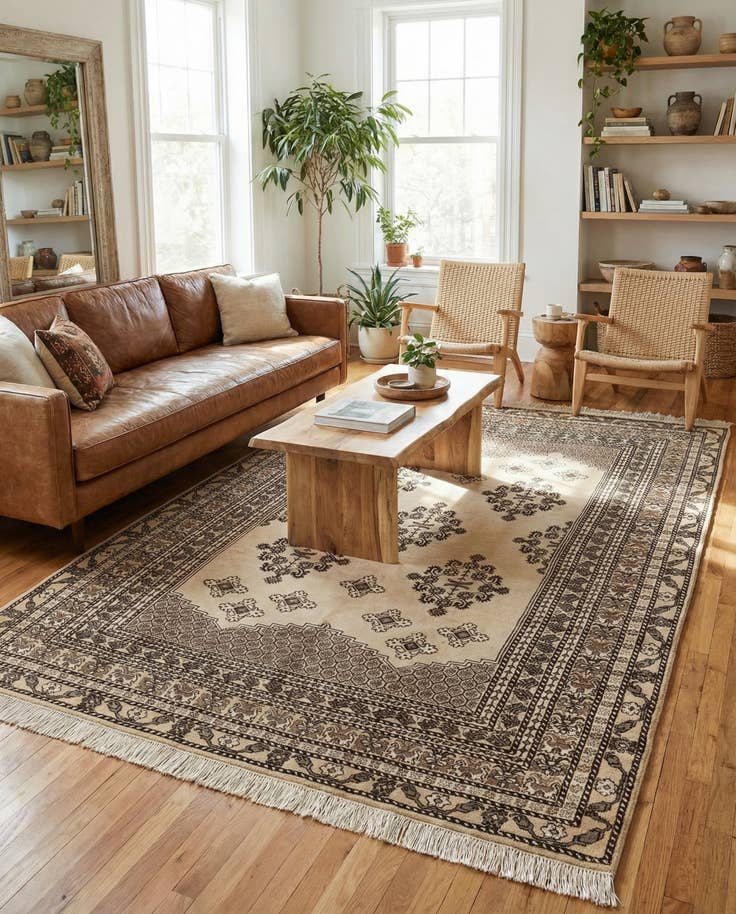 Detail image of 6' 6 x 9' 6 Hand Knotted Moroccan Wool Rug