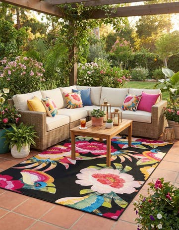 6' x 9' Easy-Clean Botanical Indoor / Outdoor Rug