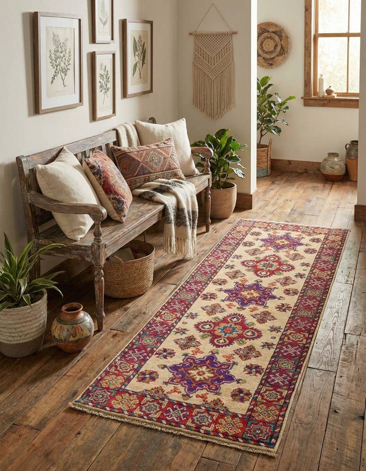 Detail image of 2' 1 x 6'  Hand Knotted Kazak Rug