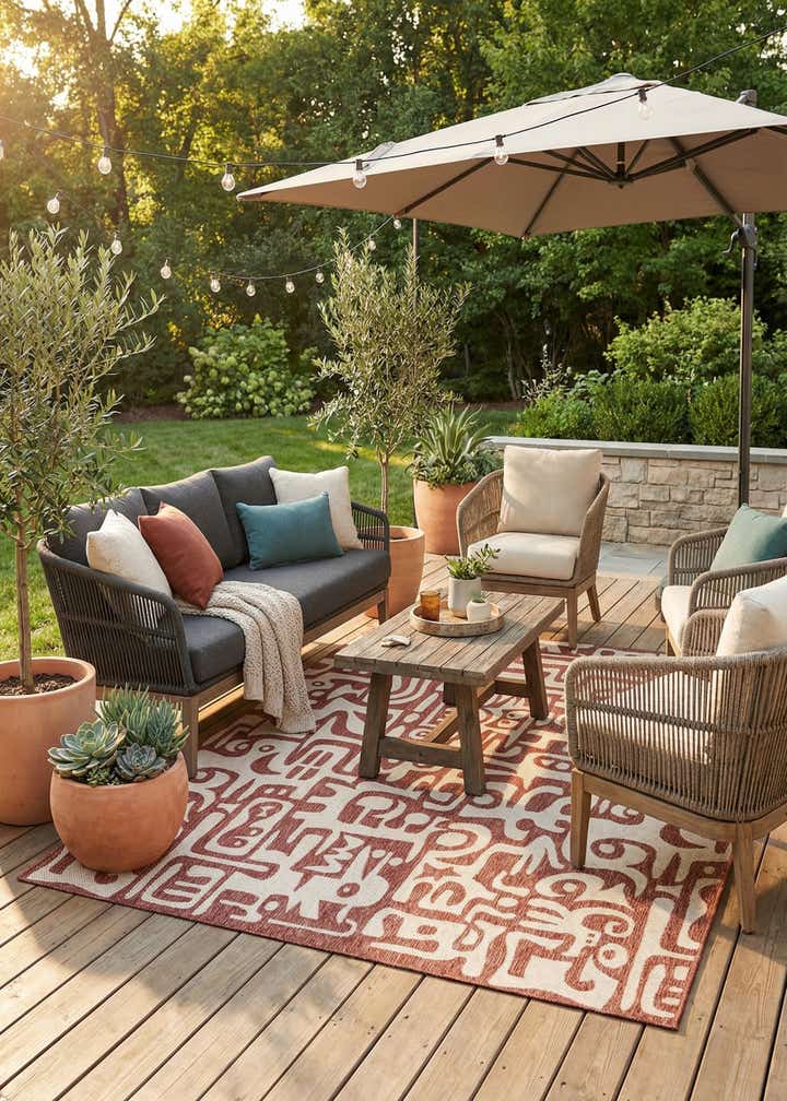 7' 10 x 10' Easy-Clean Modern Indoor / Outdoor Rug