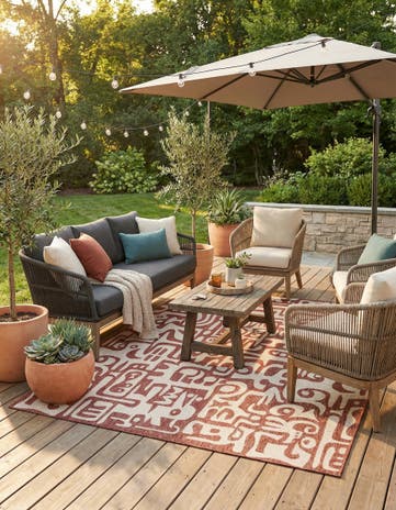 7' 10 x 10' Easy-Clean Modern Indoor / Outdoor Rug