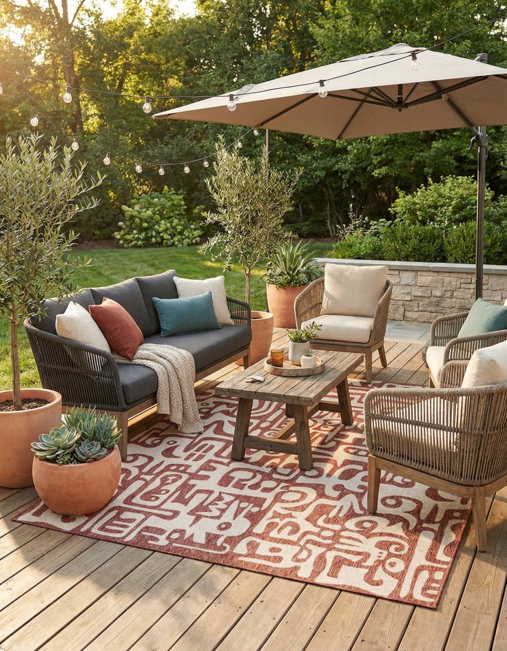 Detail image of 7' 10 x 10' Easy-Clean Modern Indoor / Outdoor Rug