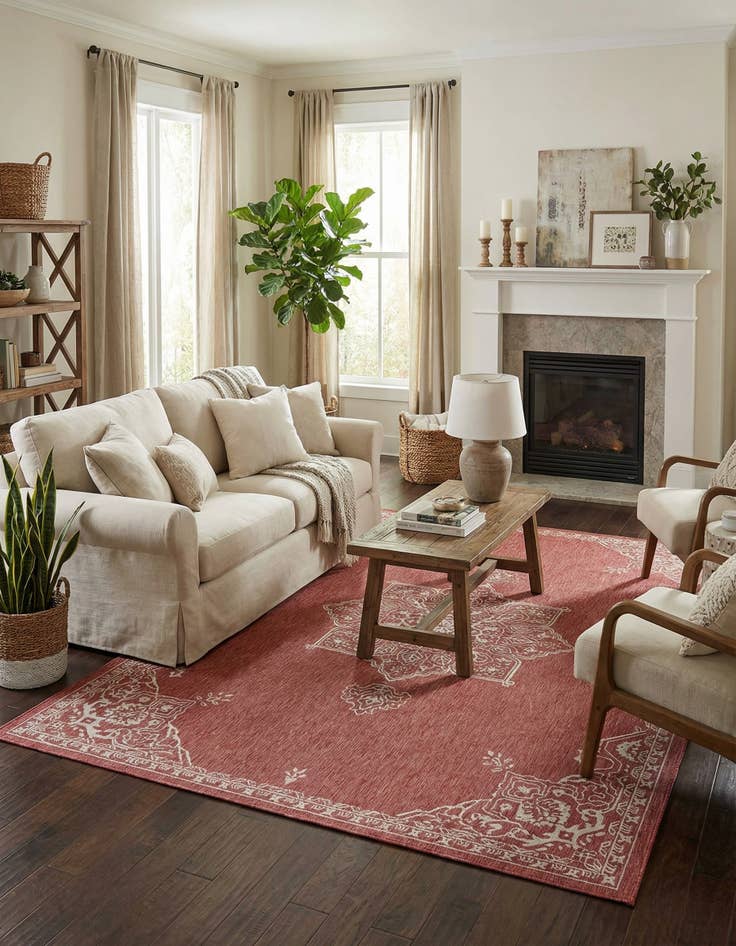 Detail image of  10' x 13'  Washable Traditional Indoor / Outdoor Rug