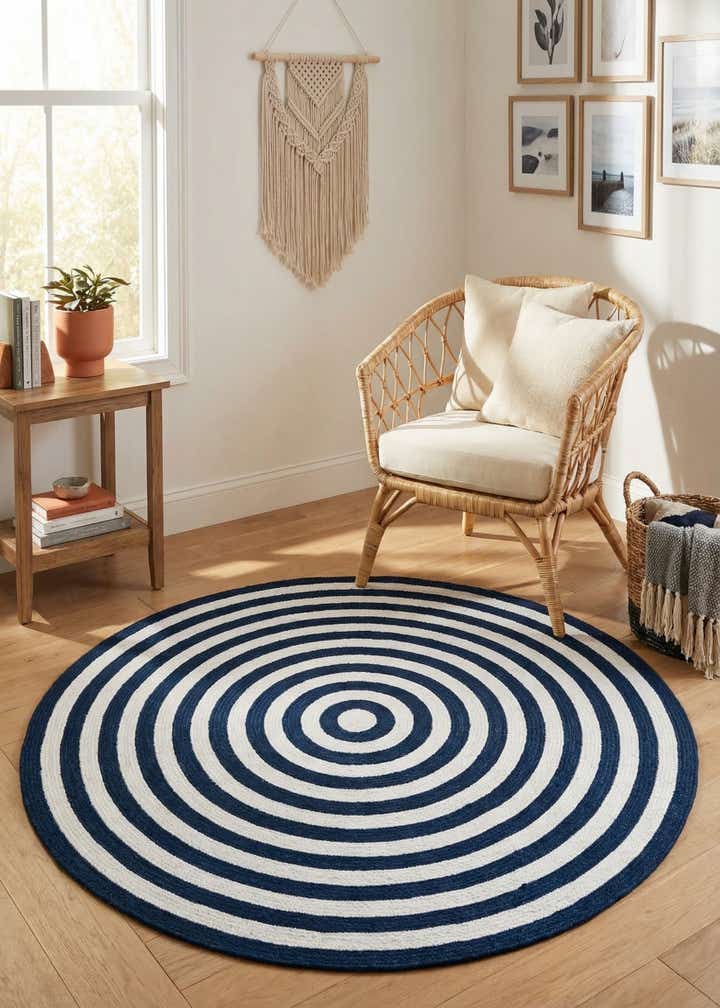 5' 3 x 5' 3 Easy-Clean Eco Verse Washable Indoor / Outdoor Round Rug