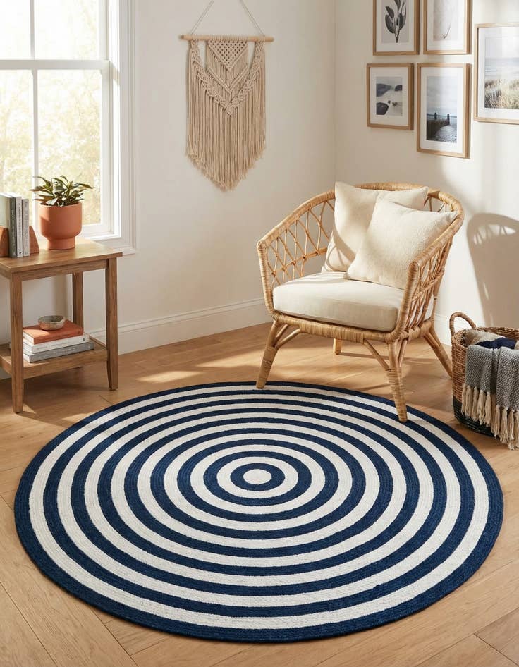 Detail image of 5' 3 x 5' 3  Hand Woven Eco Verse   Washable Indoor / Outdoor Round Rug
