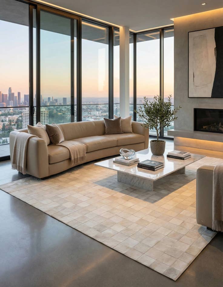 Detail image of  8' x 9' 10 Cowhide Leather Rug