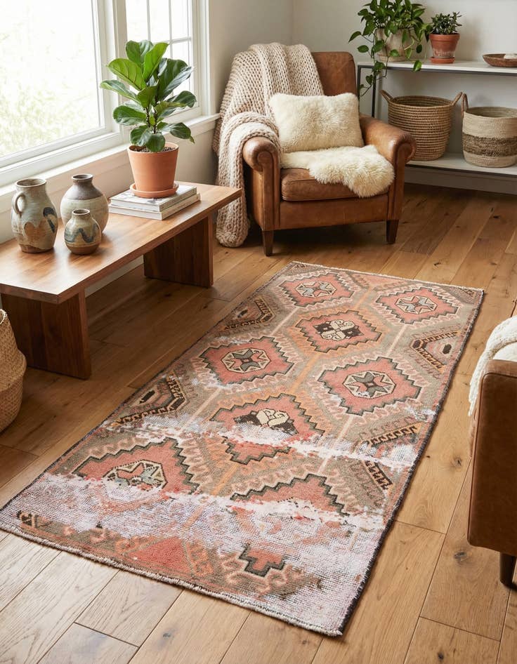 Detail image of 3' 1 x 6' 2  Hand Knotted Ultra Vintage Persian Wool Runner Rug