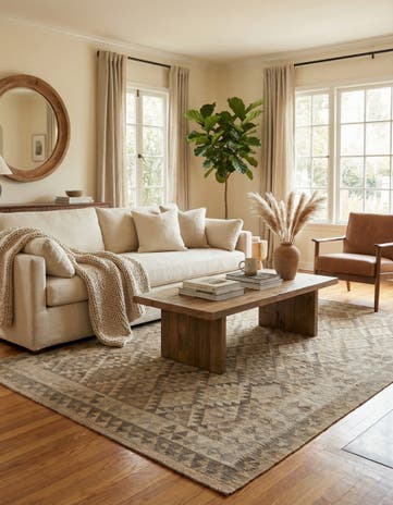 6' 10 x 10' Hand Woven Kilim Maymana Wool Rug