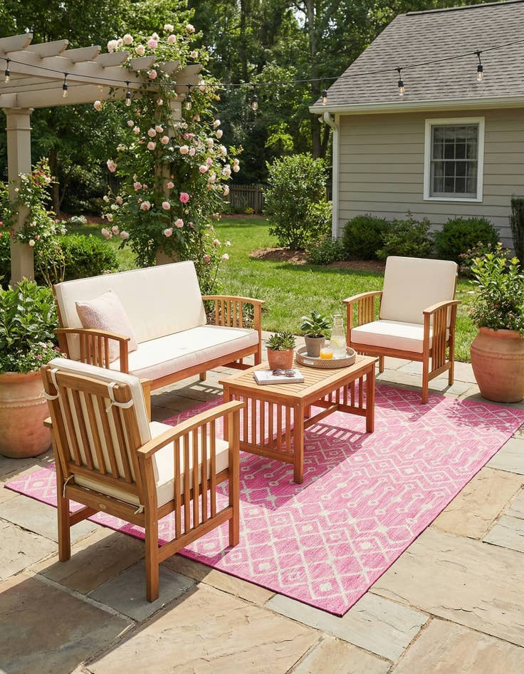 Detail image of 6' x 9'  Washable Trellis Indoor / Outdoor Rug