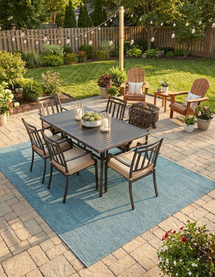 Detail image of 7' x 10'  Washable Solid Indoor / Outdoor Rug