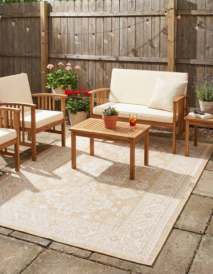 Detail image of 5' 3 x 8'  Washable Aztec Indoor / Outdoor Rug