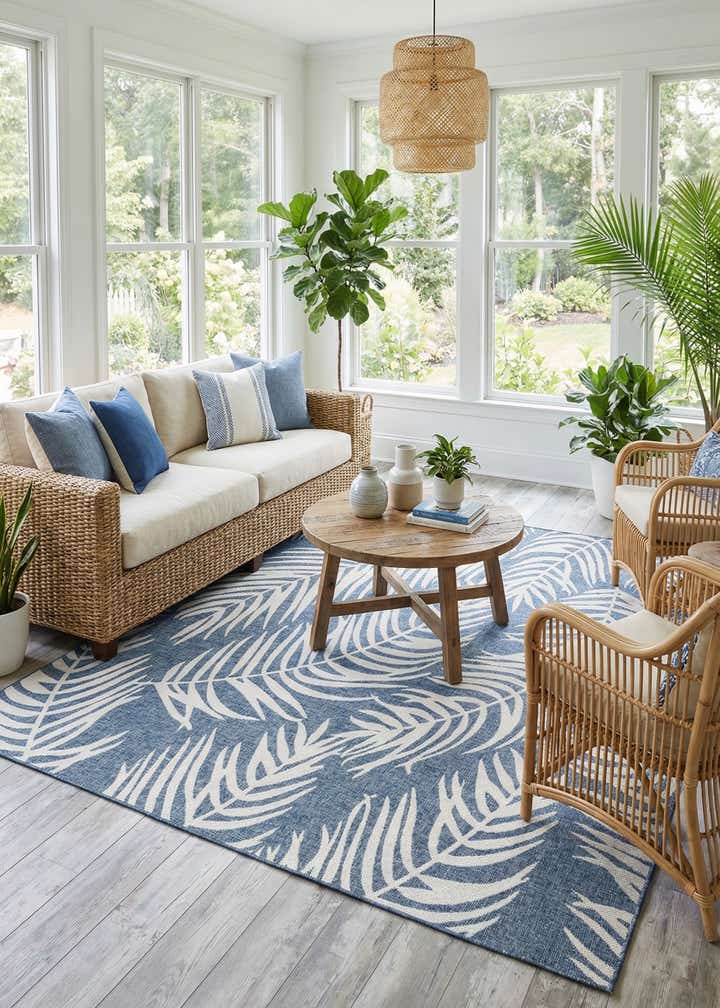 10' 8 x 10' 8 Easy-Clean Botanical Indoor / Outdoor Square Rug