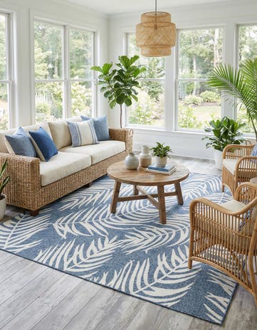 10' 8 x 10' 8 Easy-Clean Botanical Indoor / Outdoor Square Rug