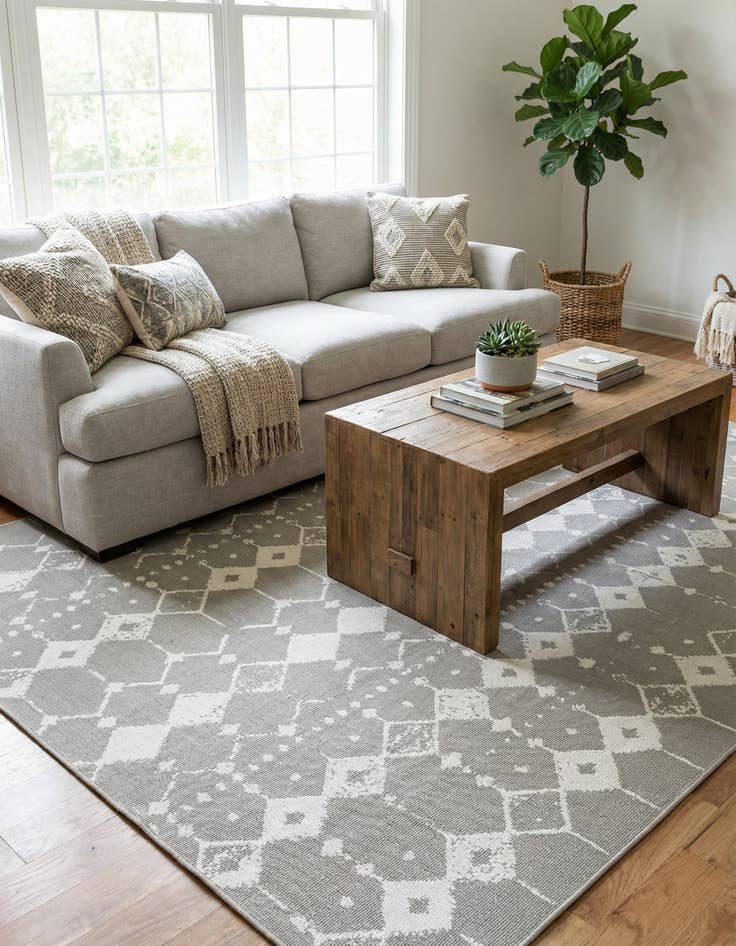 Detail image of 6' x 9' Easy-Clean Trellis Indoor / Outdoor Rug