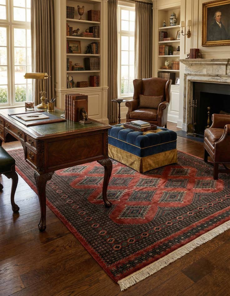 Detail image of  8' x 9' 7  Hand Knotted Bokhara Oriental Rug