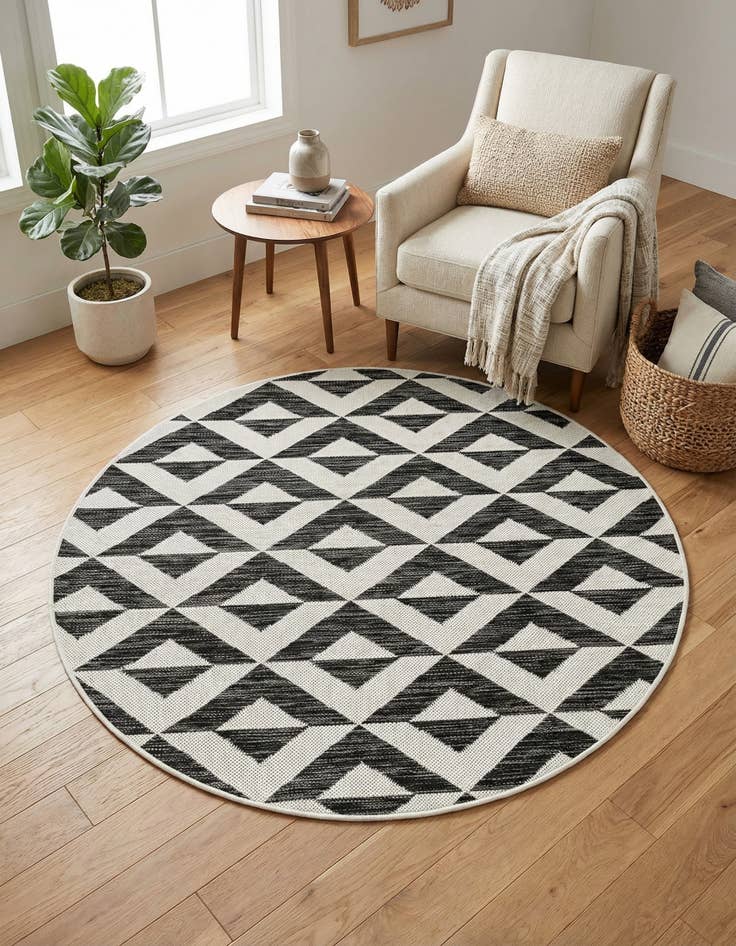 Detail image of 4' x 4'  Washable Jill Zarin Napa Indoor / Outdoor Round Rug