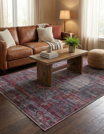 Red and Black Washable Mangata Rug