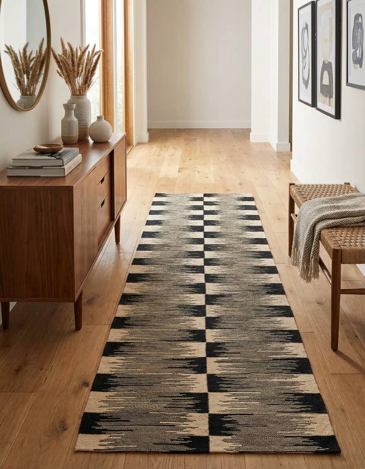 Detail image of 2' 8 x 9' 3  Hand Woven Kilim Modern Wool Runner Rug