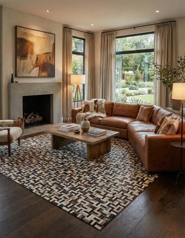8' x 10' Cowhide Leather Rug