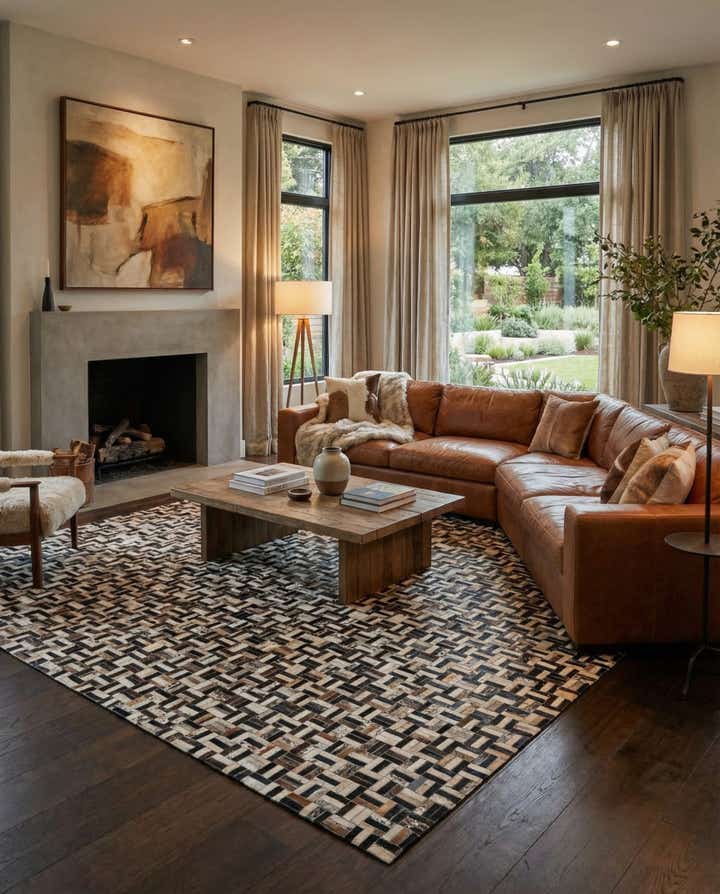 8' x 10' Cowhide Leather Rug