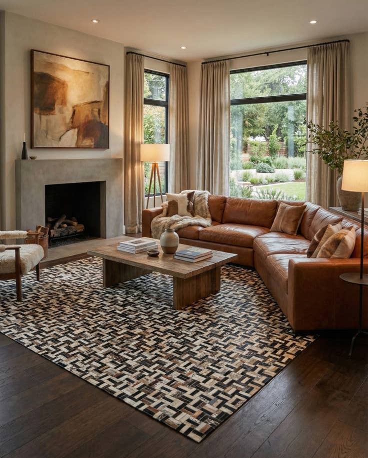 Detail image of 8' x 10' Cowhide Leather Rug
