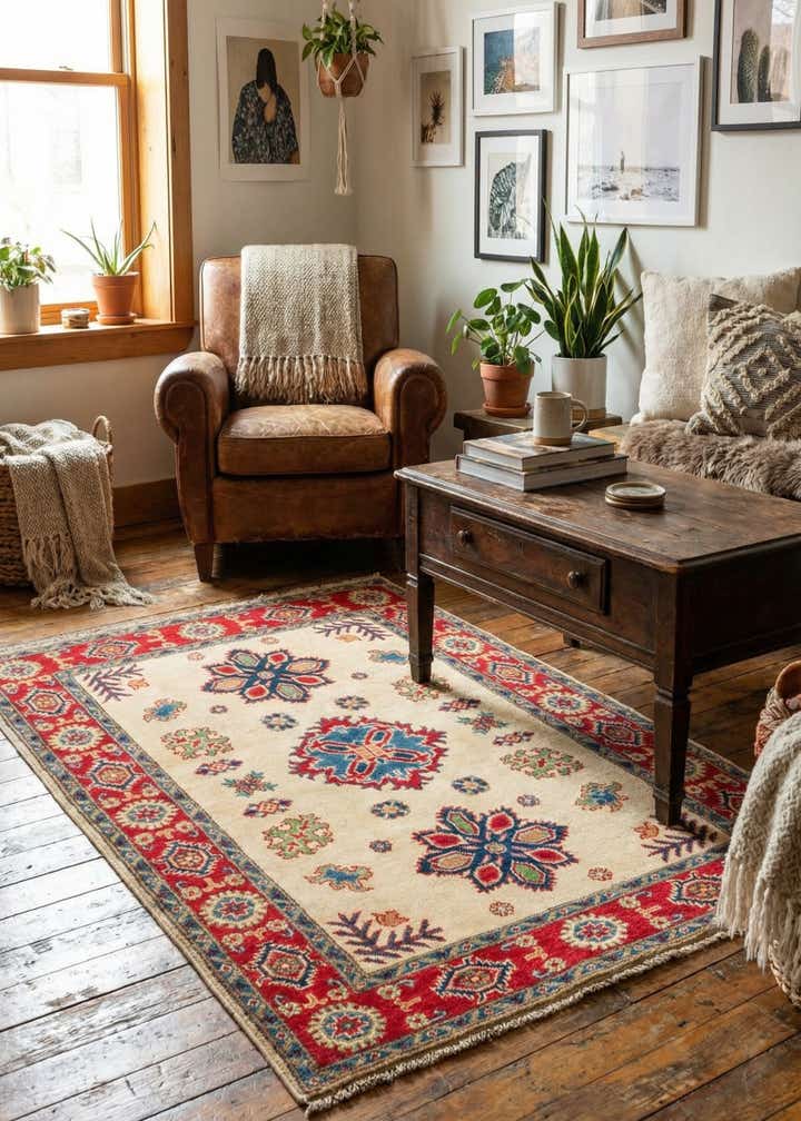 3' 4 x 5' 1 Hand Knotted Kazak Rug