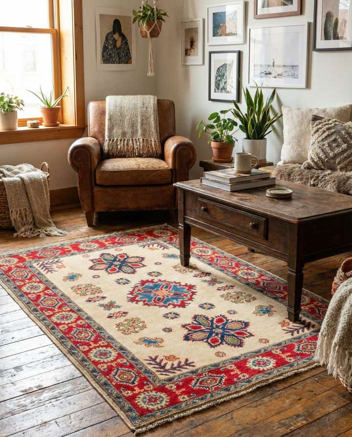 3' 4 x 5' 1 Hand Knotted Kazak Rug