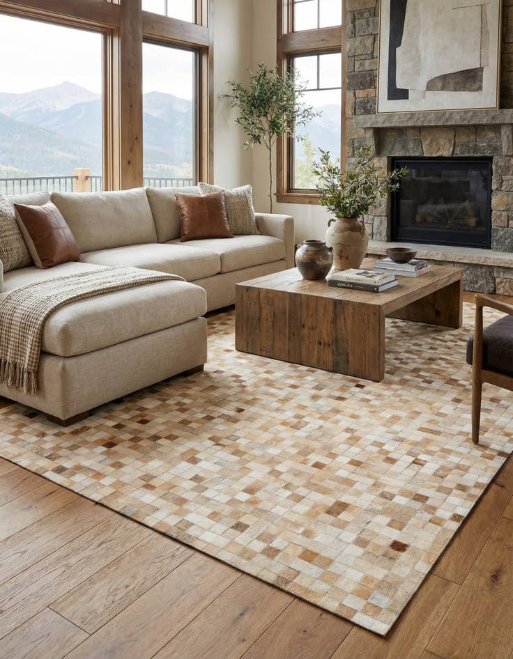 Detail image of  5' x 8' Cowhide Leather Rug