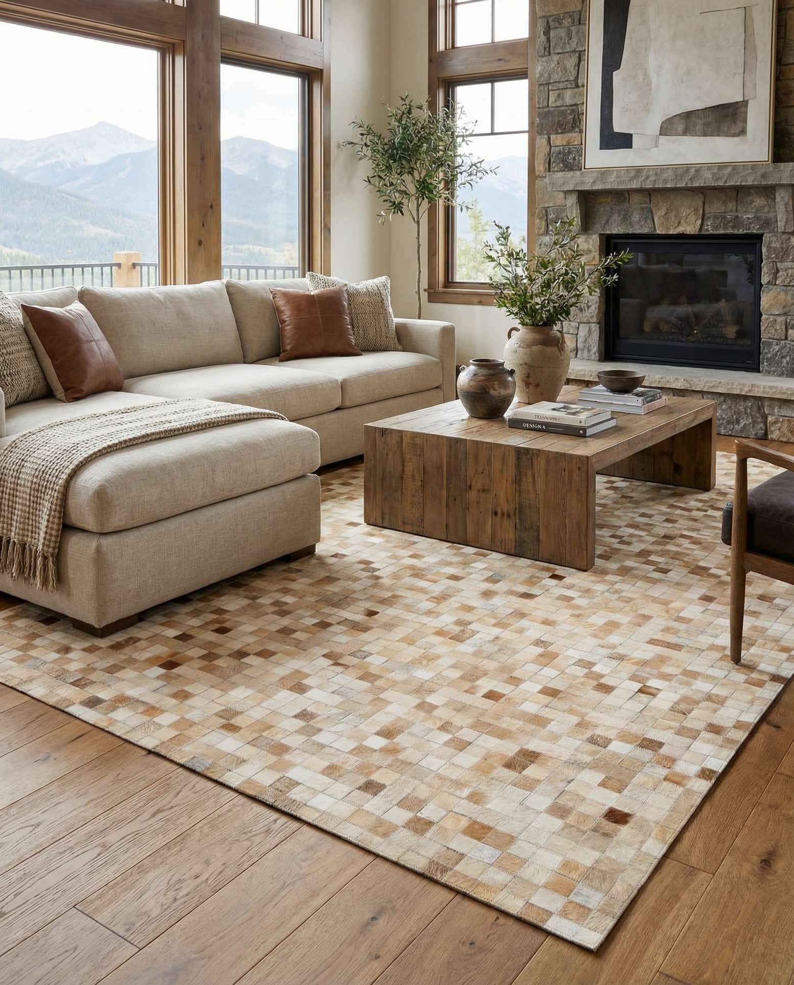 5' x 8' Cowhide Leather Rug