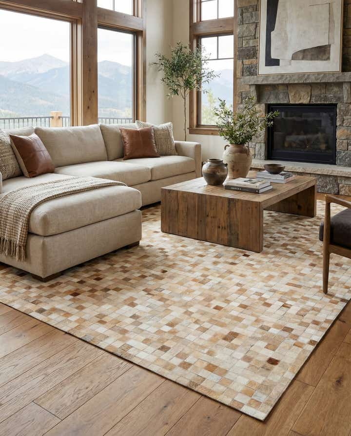 5' x 8' Cowhide Leather Rug