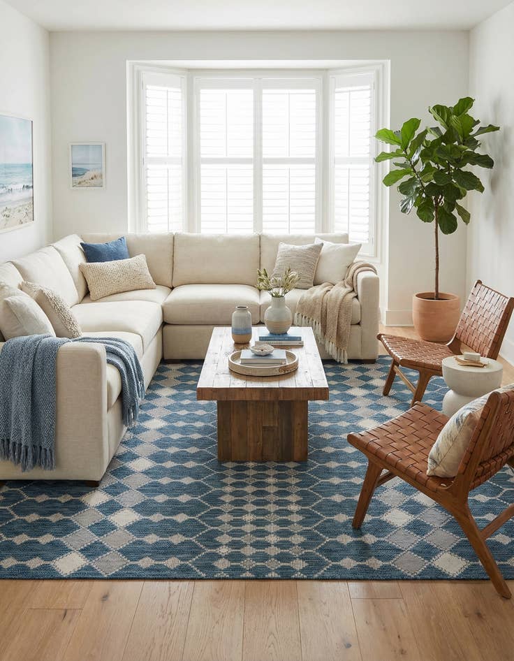 Detail image of 10' x 10' Easy-Clean Trellis Indoor / Outdoor Square Rug