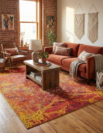 Red Washable Hyacinth Rug