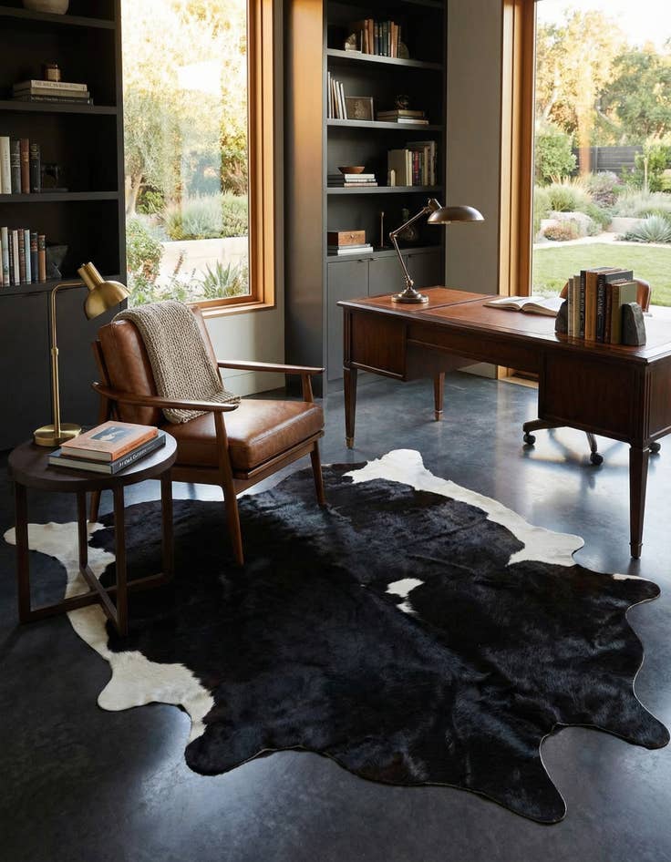 Detail image of  6' 2 x 7' 1 Cowhide Leather Rug