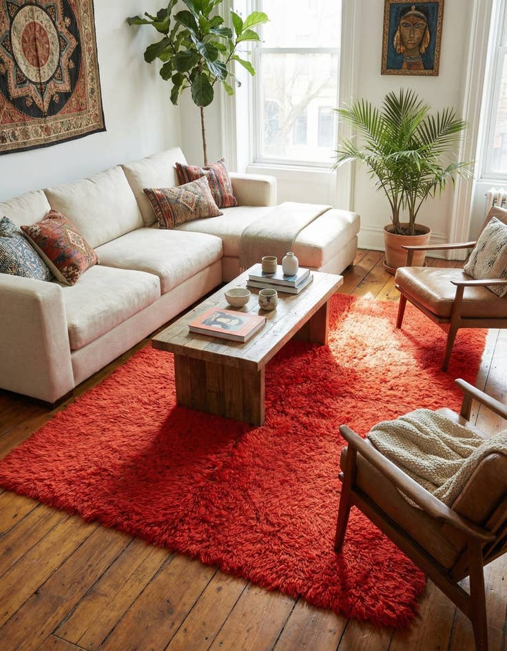 Detail image of 5' 7 x 8'  Hand Knotted Moroccan Wool Rug